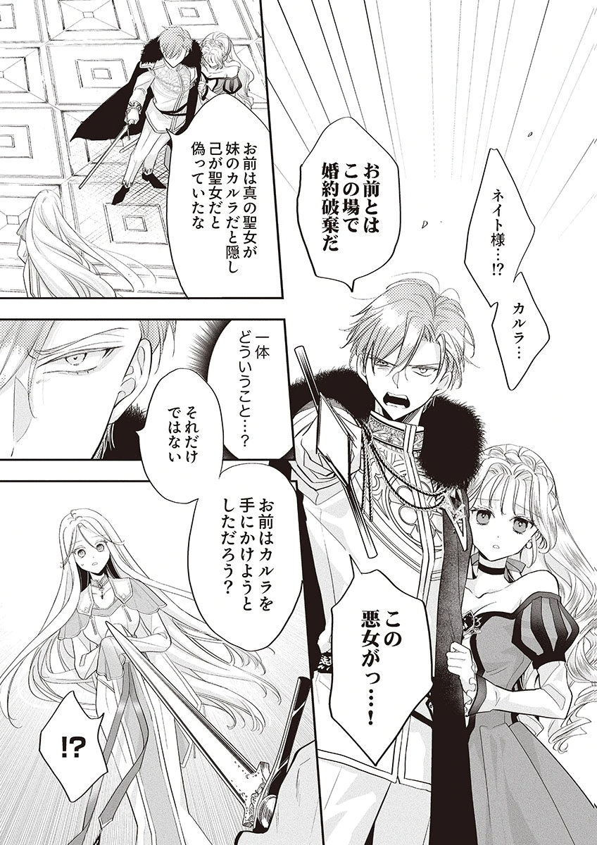 Nisemono da to Tekikoku ni Tsuihousaremashita ga, Douyara Honmono Seijo wa Watashi no You Desu - Chapter 1 - Page 5