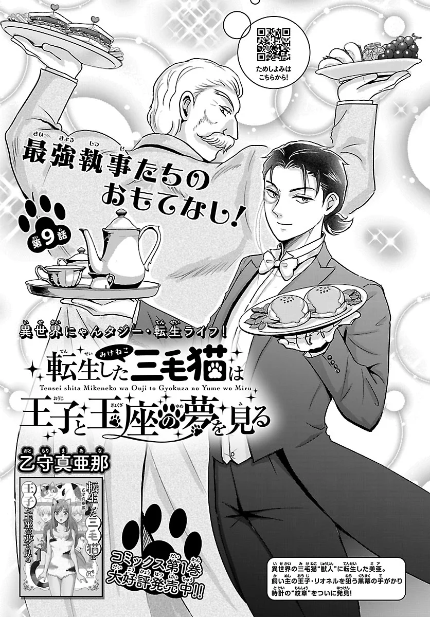 Tensei Shita Mikeneko wa Ouji to Gyokuza no Yume o Miru - Chapter 9.1 - Page 1